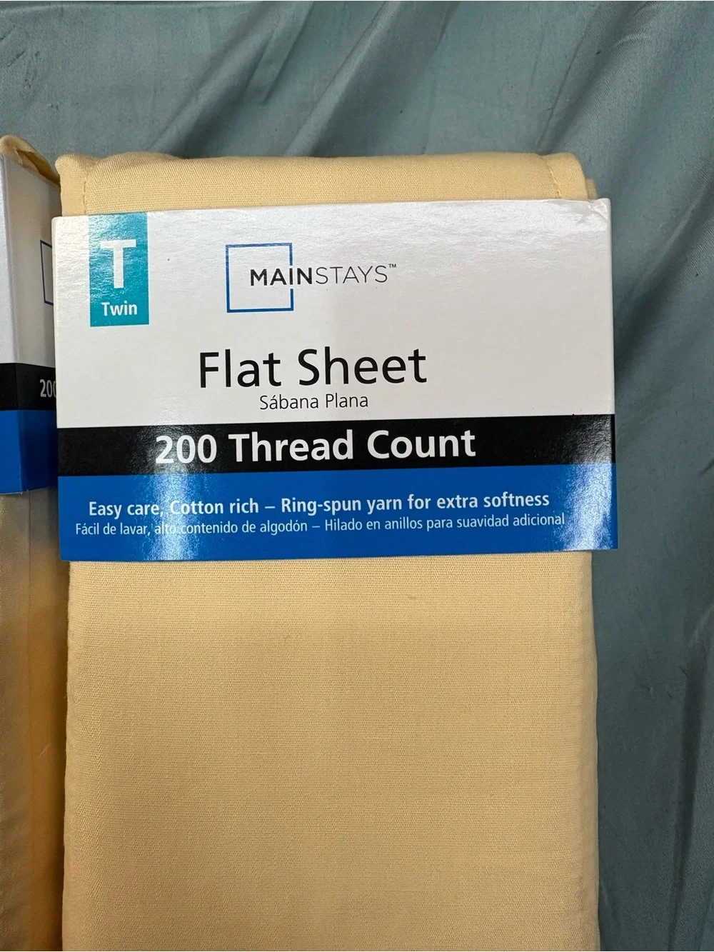 2 Mainstays Twin Flat Sheet - Yellow 200 Thread Count Cotton Blend